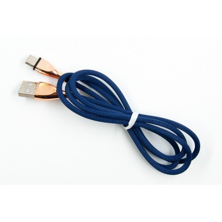 Кабель DENGOS заряда и синхронизации Type-C, "сетка", 1м, (blue)