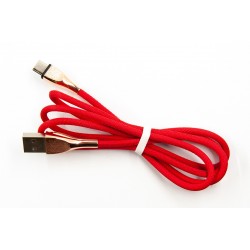 Кабель DENGOS заряда и синхронізації Type-C, "сітка", 1м, (red)