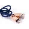 Кабель DENGOS заряда и синхронизации, Lightning, "сетка", 1м, (blue)