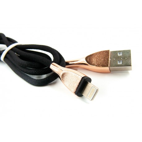 Кабель DENGOS заряду та синхронізації Lightning, "сітка", 1м, (black)