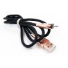 Кабель DENGOS заряда и синхронизации, Micro USB, "сетка", 1м, (black)