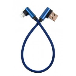 Кабель DENGOS заряда и синхронизации Micro-USB, угловые коннектори, 0,25м,"сетка",(blue)