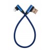 Кабель DENGOS зарядки і синхронізації, Micro-USB, кутові конектори, 0.25м, "сітка"(blue)