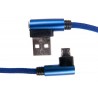 Кабель DENGOS зарядки і синхронізації, Micro-USB, кутові конектори, 0.25м, "сітка"(blue)