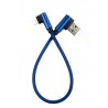 Кабель DENGOS заряда и синхронизации Lightning, угловые коннектори, 0,25м,"сетка",(blue)