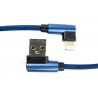 Кабель DENGOS заряда и синхронизации Lightning, угловые коннектори, 0,25м,"сетка",(blue)