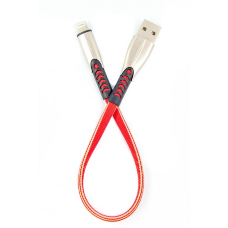 Кабель DENGOS заряду та синхронізації Lightning, плаский, 0.25м, (red)
