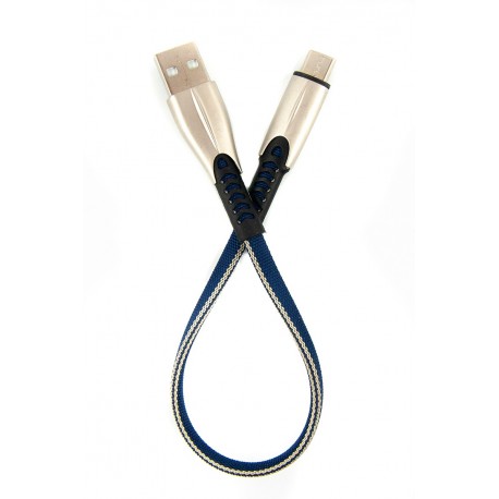 Кабель DENGOS заряду та синхронізації Type-C, плаский, 0.25м, (blue)