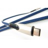 Кабель DENGOS заряда и синхронизации Type-C, плоский, 0.25м, (blue)
