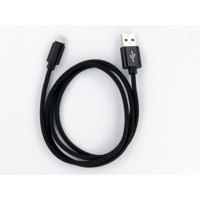 Кабель заряду та синхронизації Micro USB (в оплете, чорний, 100 см)