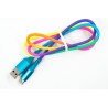 Кабель DENGOS заряда и синхронизации Type-C, "сетка", 1м, (rainbow)