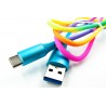 Кабель DENGOS заряда и синхронизации Type-C, "сетка", 1м, (rainbow)