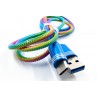 Кабель DENGOS заряда и синхронизации, Type-C, "пружина", 1м, (rainbow)