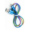 Кабель DENGOS заряда и синхронизации, Type-C, "пружина", 1м, (rainbow)