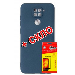 Комплект Dengos для Xiaomi Redmi Note 9 панель + скло захисне Carbon (blue) (DG-KM-155)