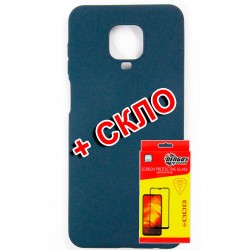 Комплект Dengos для Xiaomi Redmi Note 9s панель + стекло защитное Carbon (blue) (DG-KM-158)