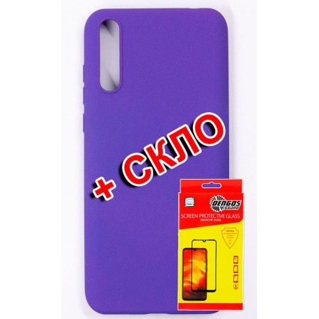 Комплект Dengos для Huawei P Smart S панель + стекло защитное Carbon (Purple) (DG-KM-160)