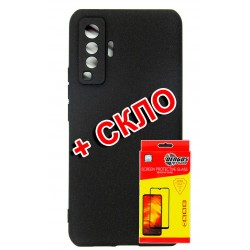Комплект Dengos для Vivo X50 панель + стекло защитное Carbon (Black) (DG-KM-168)