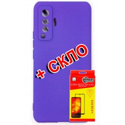 Комплект Dengos для Vivo X50 панель + стекло защитное Carbon (Purple) (DG-KM-169)
