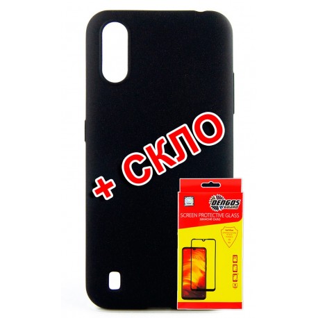 Комплект DENGOS для Samsung Galaxy A01 панель + стекло защитное Carbon (Black) (DG-KM-177)