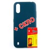 Комплект Dengos для Samsung Galaxy A01 панель + скло захисне Carbon (Blue) (DG-KM-178)