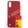 Комплект DENGOS для Samsung Galaxy A01 панель + скло захисне Carbon (Red) (DG-KM-179)