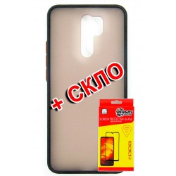 Комплект DENGOS для Xiaomi Redmi 9 панель матовая + скло захисне (Black) (DG-KM-185)