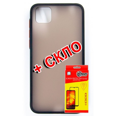 Комплект DENGOS для Huawei Y5P панель матовая + скло захисне (Black) (DG-KM-186)