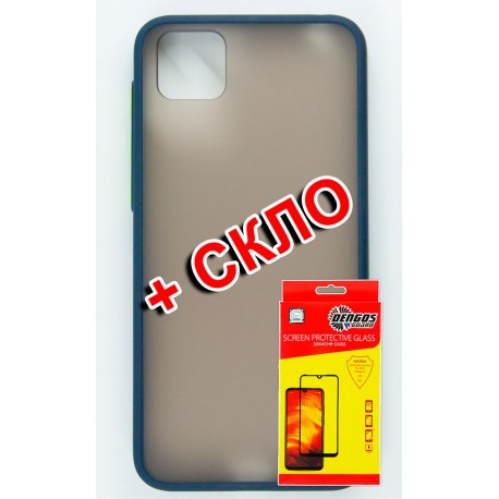 Комплект DENGOS для Huawei Y5P панель матовая + стекло защитное (Blue) (DG-KM-187)