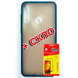 Комплект DENGOS для Huawei Y6P панель матовая + стекло защитное (Blue) (DG-KM-189)