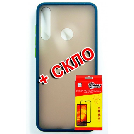 Комплект DENGOS для Huawei Y6P панель матовая + стекло защитное (Blue) (DG-KM-189)