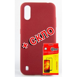 Комплект DENGOS для Samsung Galaxy M01 панель + скло захисне Carbon (Red) (DG-KM-192)