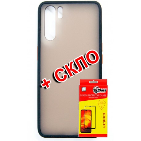 Комплект DENGOS для OPPO A91 панель матовая + стекло защитное (Black) (DG-KM-205)